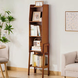 Scandinavian Bamboo Vertical Bookshelf with High Legs Image - 7