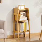 Scandinavian Bamboo Vertical Bookshelf with High Legs Image - 9