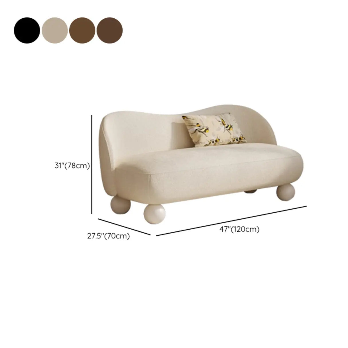 Scandinavian Beige Water Resistant Sherpa Curved Sofa 