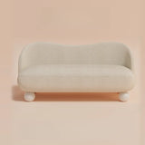 Scandinavian Beige Water Resistant Sherpa Curved Sofa Image - 2