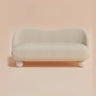 Scandinavian Beige Water Resistant Sherpa Curved Sofa Image - 2
