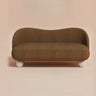 Scandinavian Beige Water Resistant Sherpa Curved Sofa Image - 3