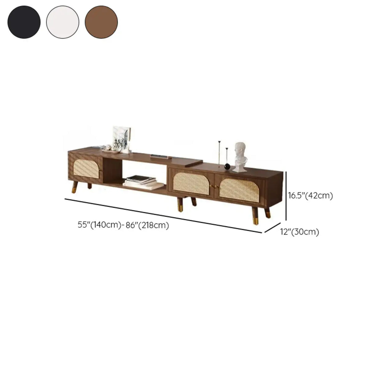Scandinavian Black Rectangle Shelves Cabinet TV Stand 