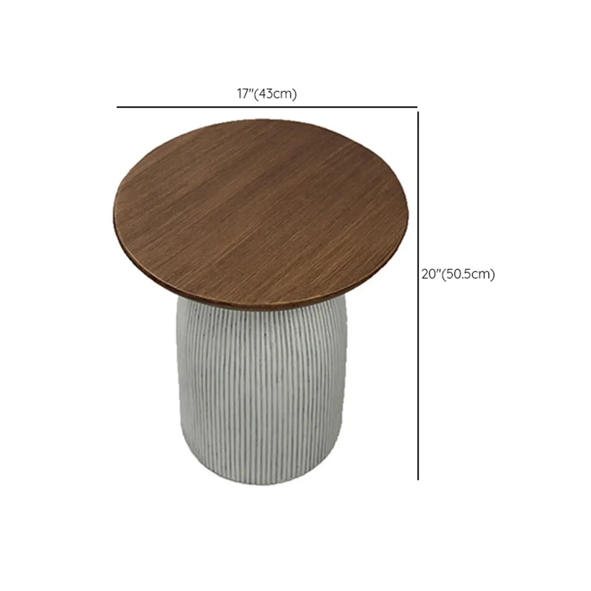Scandinavian Brown Round Wood Top White Pedestal Side Table 