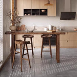 Scandinavian Brown Wood Rectangular Sled Slim Bar Table Image - 3