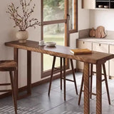 Scandinavian Brown Wood Rectangular Sled Slim Bar Table Image - 6