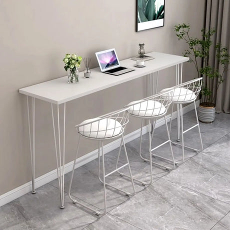 Scandinavian Chic White Rectangular Metal Bar Table Image - 1