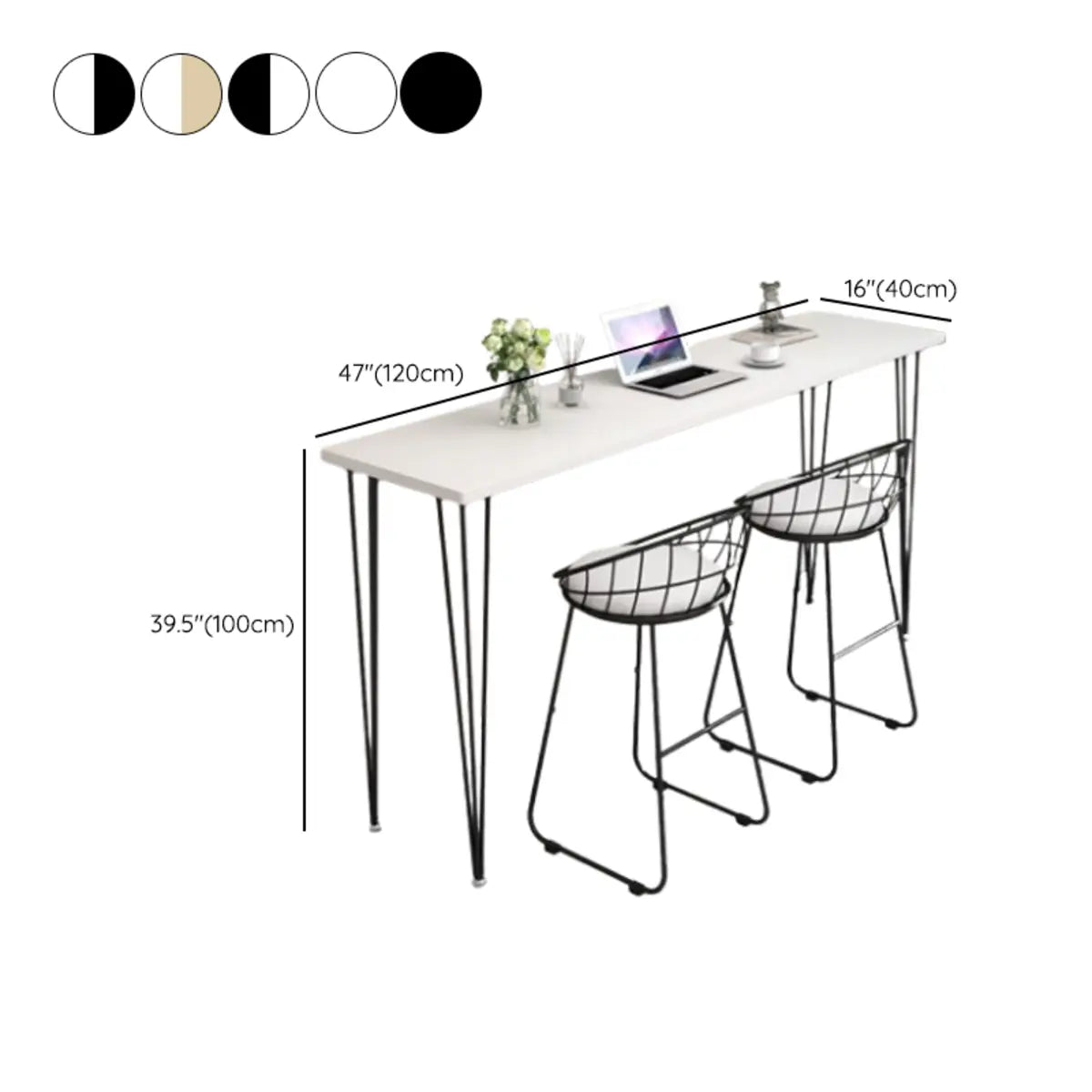 Scandinavian Chic White Rectangular Metal Bar Table Image - 12