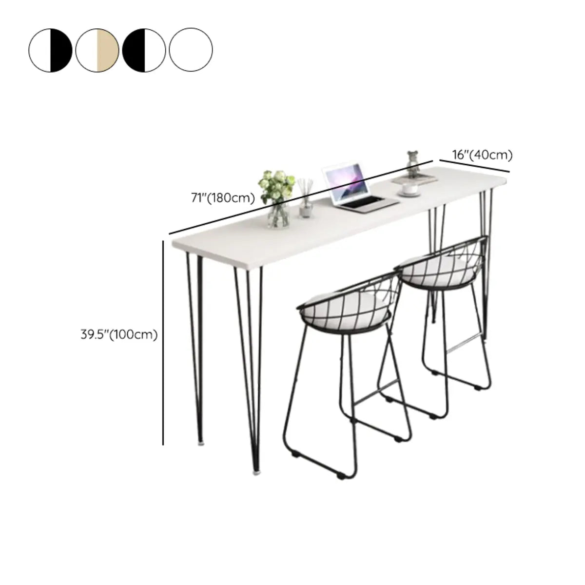 Scandinavian Chic White Rectangular Metal Bar Table Image - 15
