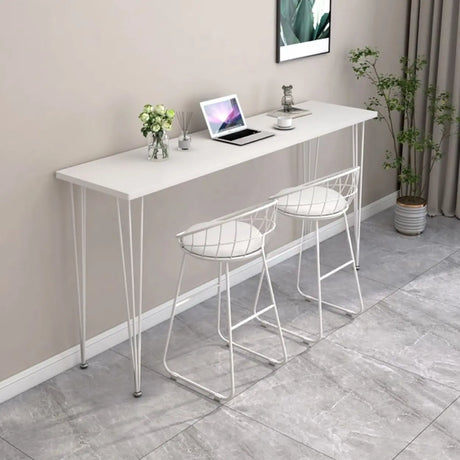 Scandinavian Chic White Rectangular Metal Bar Table Image - 2
