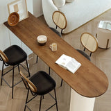 Scandinavian Clear Acrylic Pedestal Brown Wood Oval Bar Table Image - 6