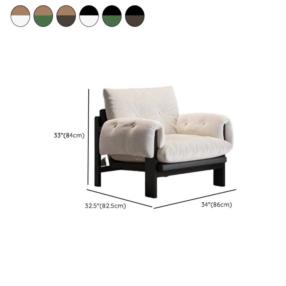 Scandinavian Corduroy Beige Lounge Accent Chair With Slipcover 