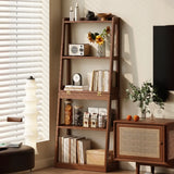 Scandinavian Corner Vertical Foldable Wood Ladder Bookshelf Image - 1