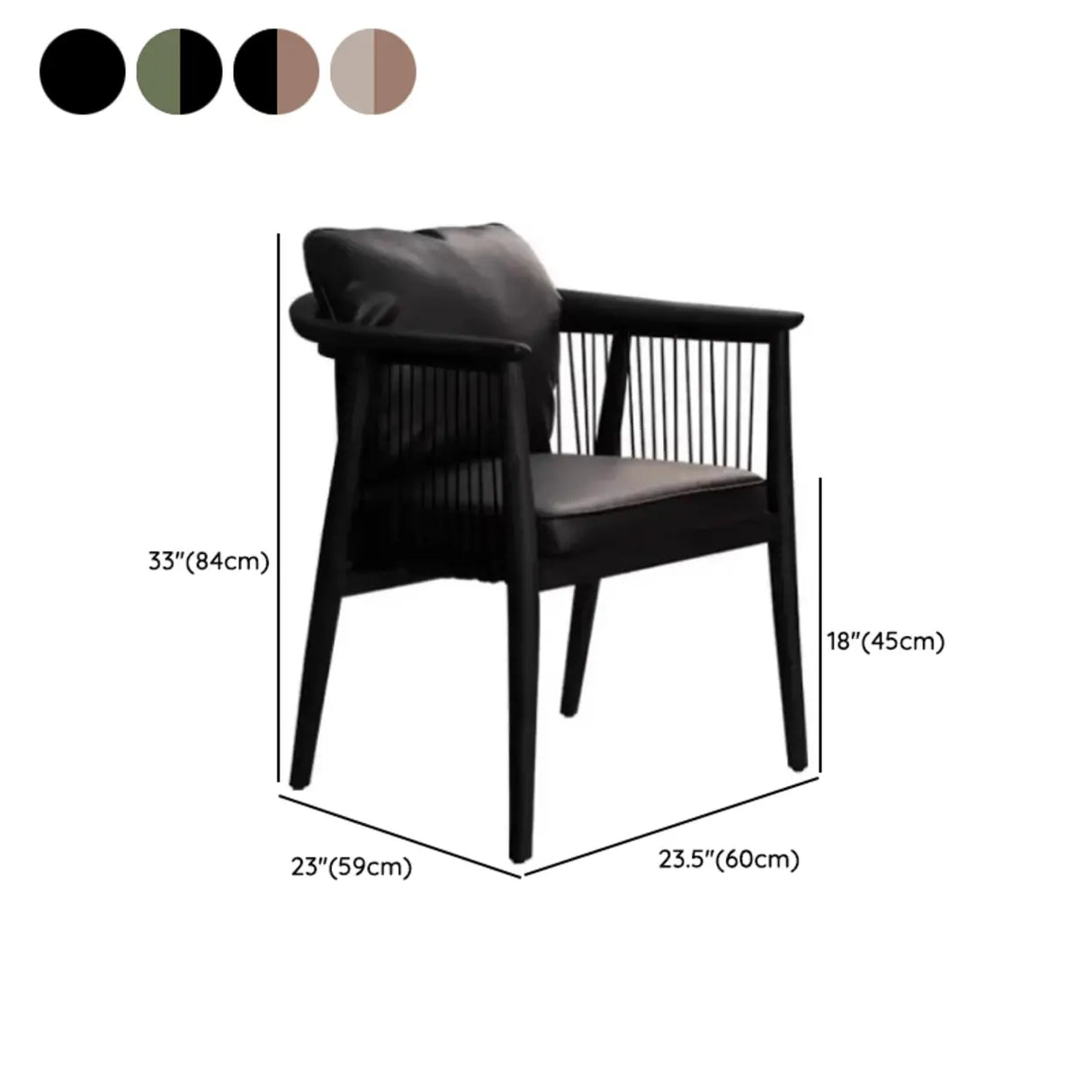 Scandinavian Curved Back Rope Cushion Wood Arm Dining Chair 