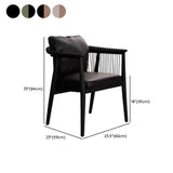 Scandinavian Curved Back Rope Cushion Wood Arm Dining Chair #size