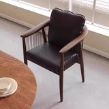 Scandinavian Curved Back Rope Cushion Wood Arm Dining Chair Image - 2