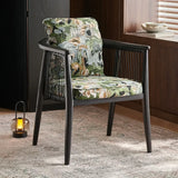 Scandinavian Curved Back Rope Cushion Wood Arm Dining Chair Image - 7