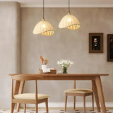 Scandinavian Dining Room Fabric White Dome Pendant Light Image - 1