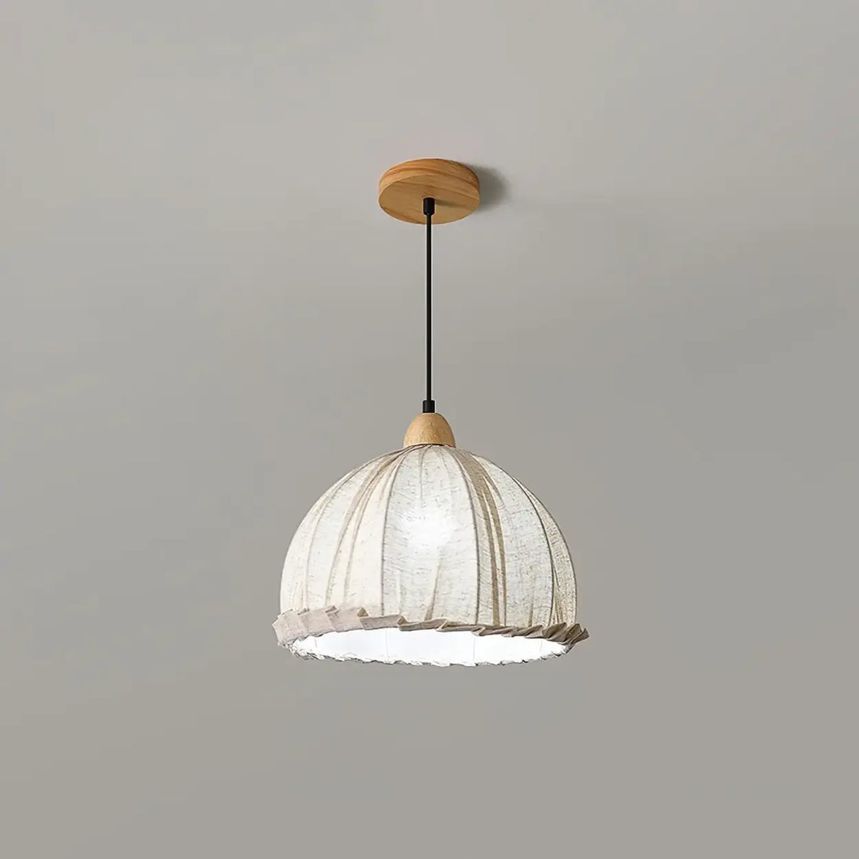 Scandinavian Dining Room Fabric White Dome Pendant Light Image - 11