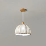 Scandinavian Dining Room Fabric White Dome Pendant Light Image - 11