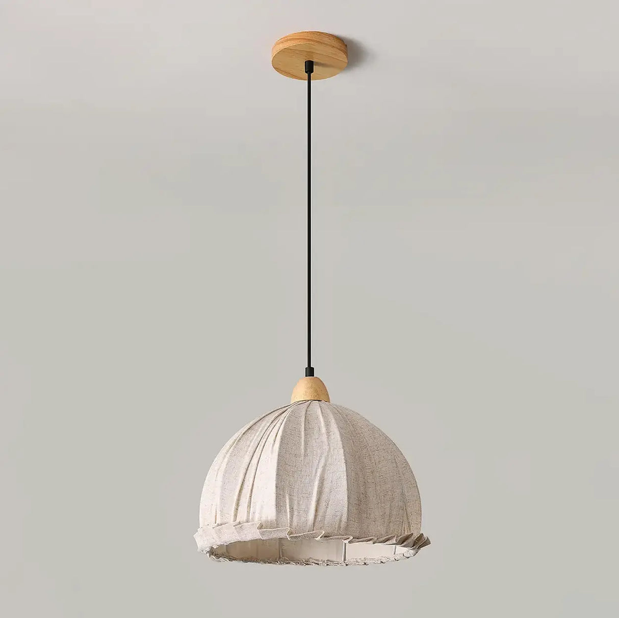 Scandinavian Dining Room Fabric White Dome Pendant Light Image - 12