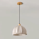 Scandinavian Dining Room Fabric White Dome Pendant Light Image - 12