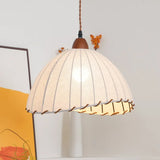 Scandinavian Dining Room Fabric White Dome Pendant Light Image - 24