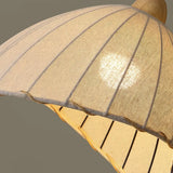 Scandinavian Dining Room Fabric White Dome Pendant Light Image - 3