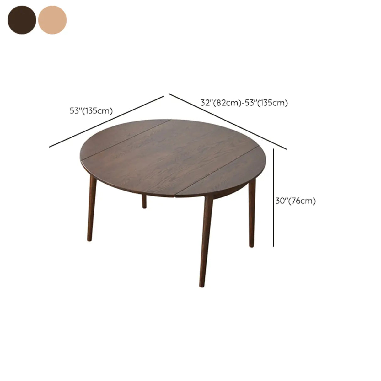 Scandinavian Extendable Round Natural Wood Dining Table 