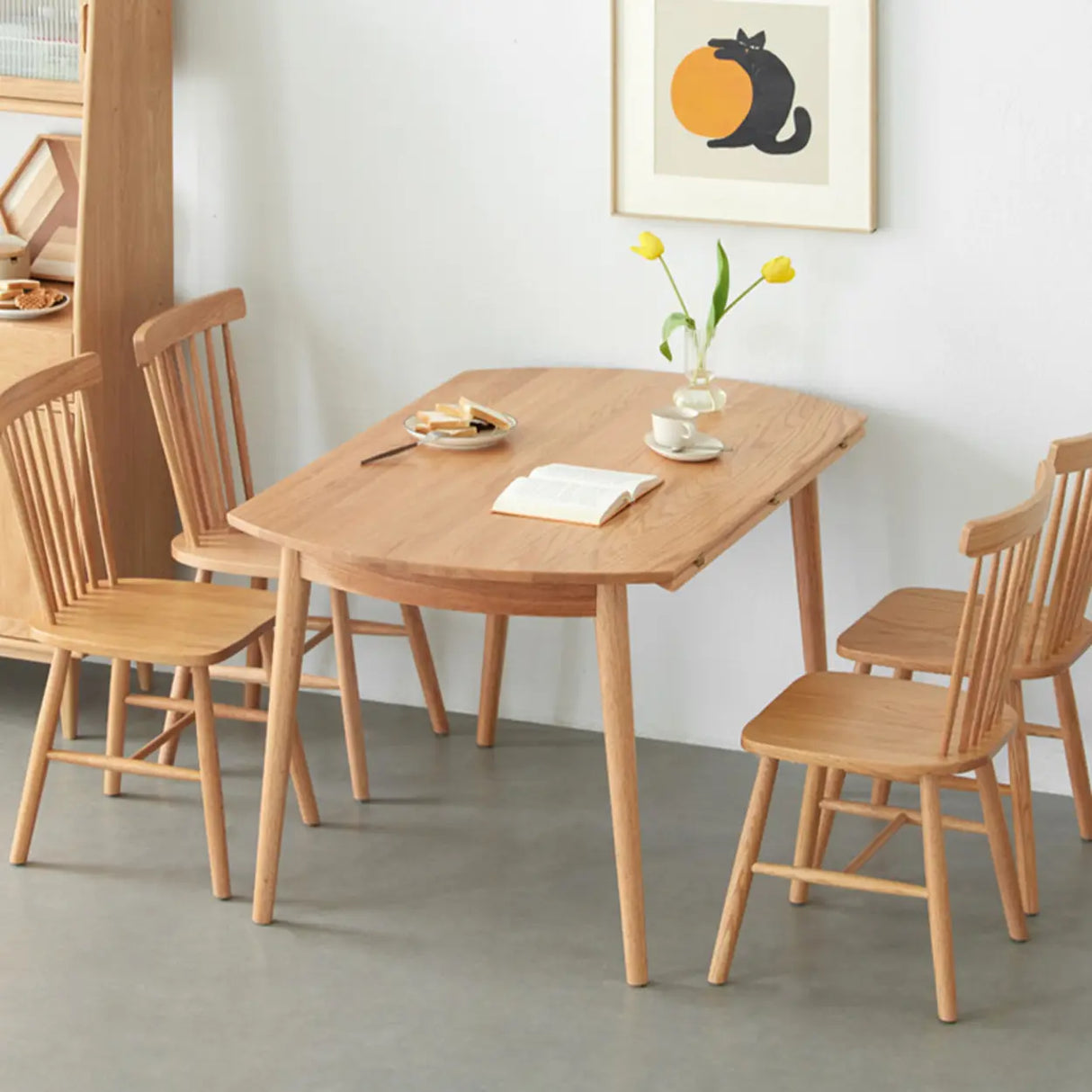 Scandinavian Extendable Round Natural Wood Dining Table Image - 4