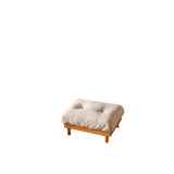 Scandinavian Flannel Light Wood Frame Tufted Back Sofa Image - 16