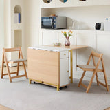 Scandinavian Folding Rectangle Rubberwood Dining Table Image - 3