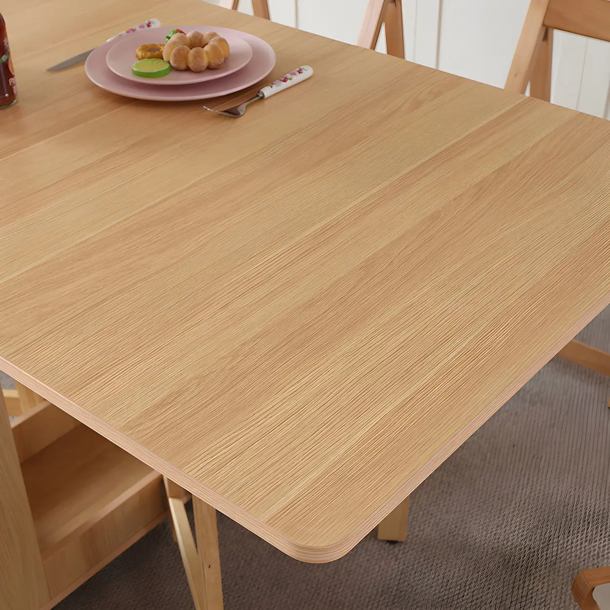 Scandinavian Folding Rectangle Rubberwood Dining Table Image - 8