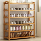 Scandinavian Free Standing Natural Bamboo Floor Shoe Rack Image - 1