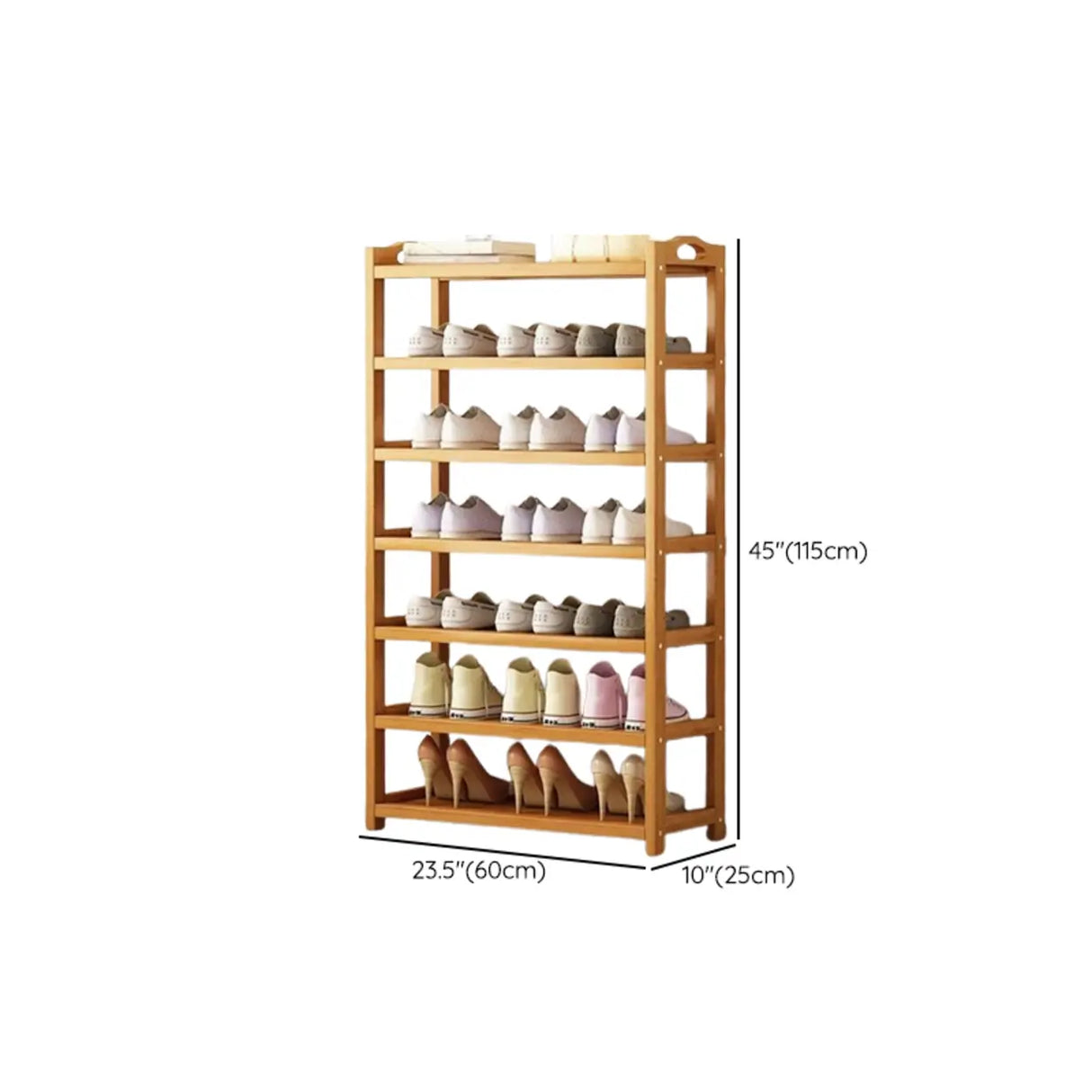 Scandinavian Free Standing Natural Bamboo Floor Shoe Rack 