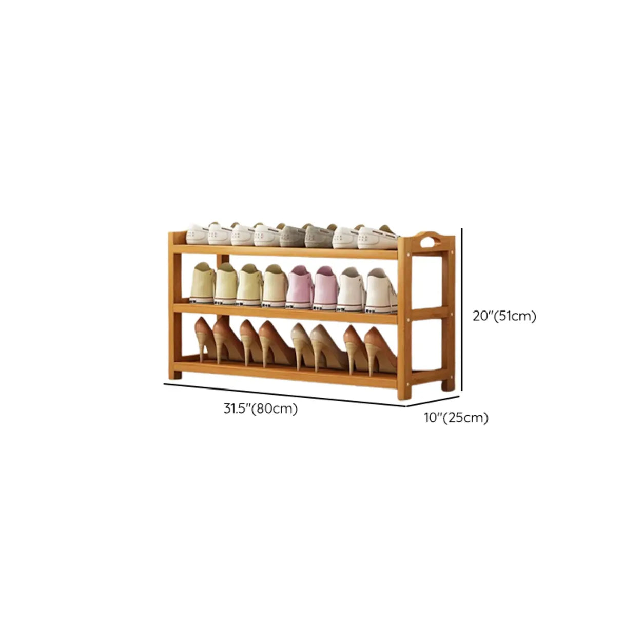 Scandinavian Free Standing Natural Bamboo Floor Shoe Rack Image - 53