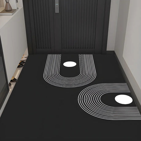 Scandinavian Geometric PVC Black Rectangle Area Rug Image - 2