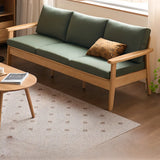 Scandinavian Green Imitation Linen Wood Frame Sofa Image - 1