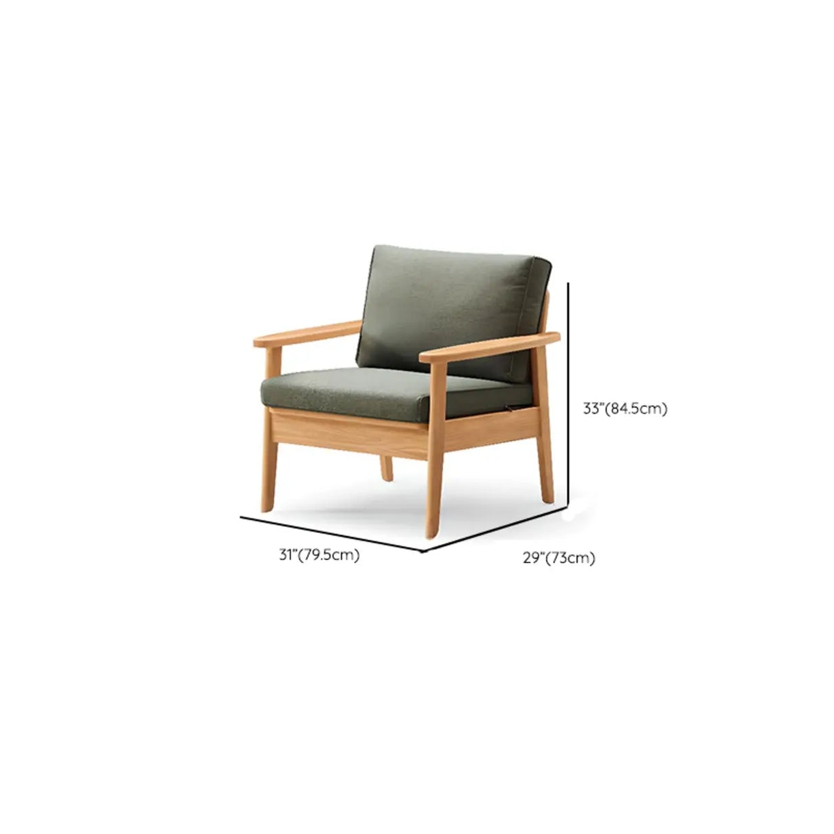Scandinavian Green Imitation Linen Wood Frame Sofa 