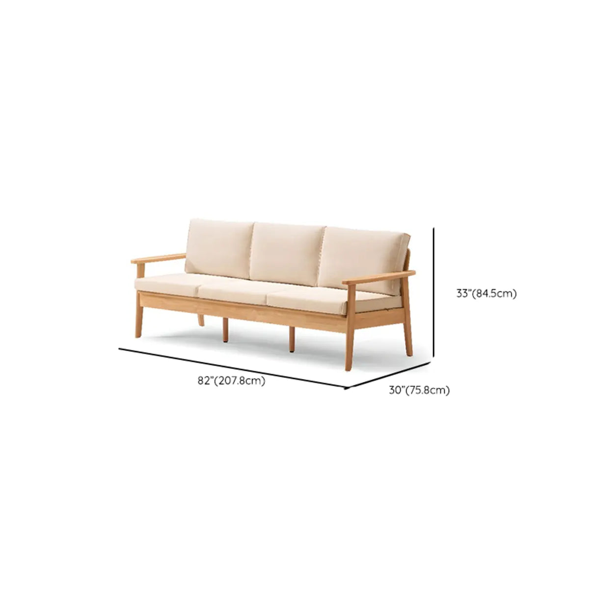 Scandinavian Green Imitation Linen Wood Frame Sofa Image - 18