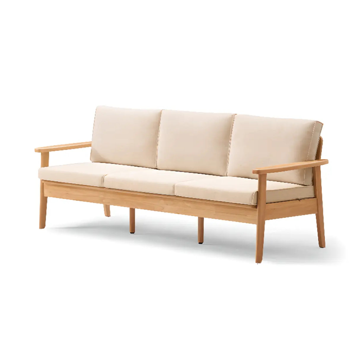 Scandinavian Green Imitation Linen Wood Frame Sofa Image - 2