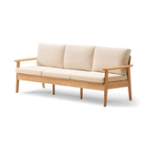 Scandinavian Green Imitation Linen Wood Frame Sofa Image - 2