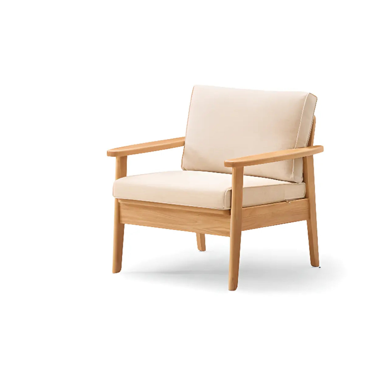 Scandinavian Green Imitation Linen Wood Frame Sofa Image - 3