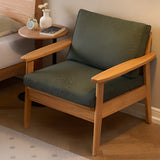 Scandinavian Green Imitation Linen Wood Frame Sofa Image - 6