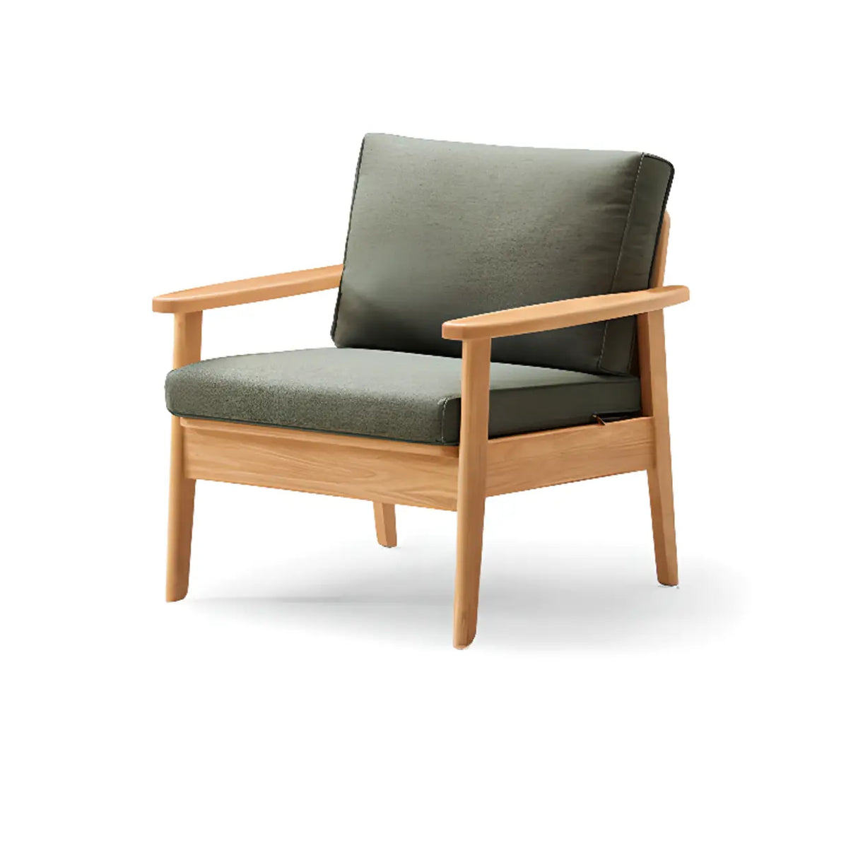 Scandinavian Green Imitation Linen Wood Frame Sofa Image - 7