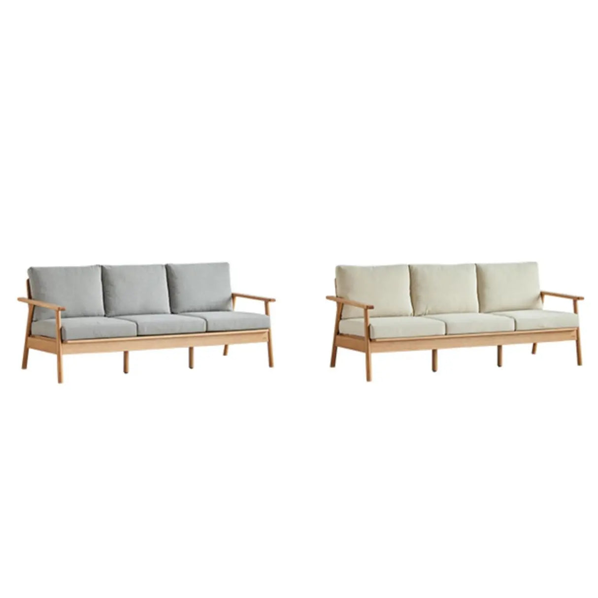 Scandinavian Grey Cotton Linen Wooden Frame Sofa Image - 17