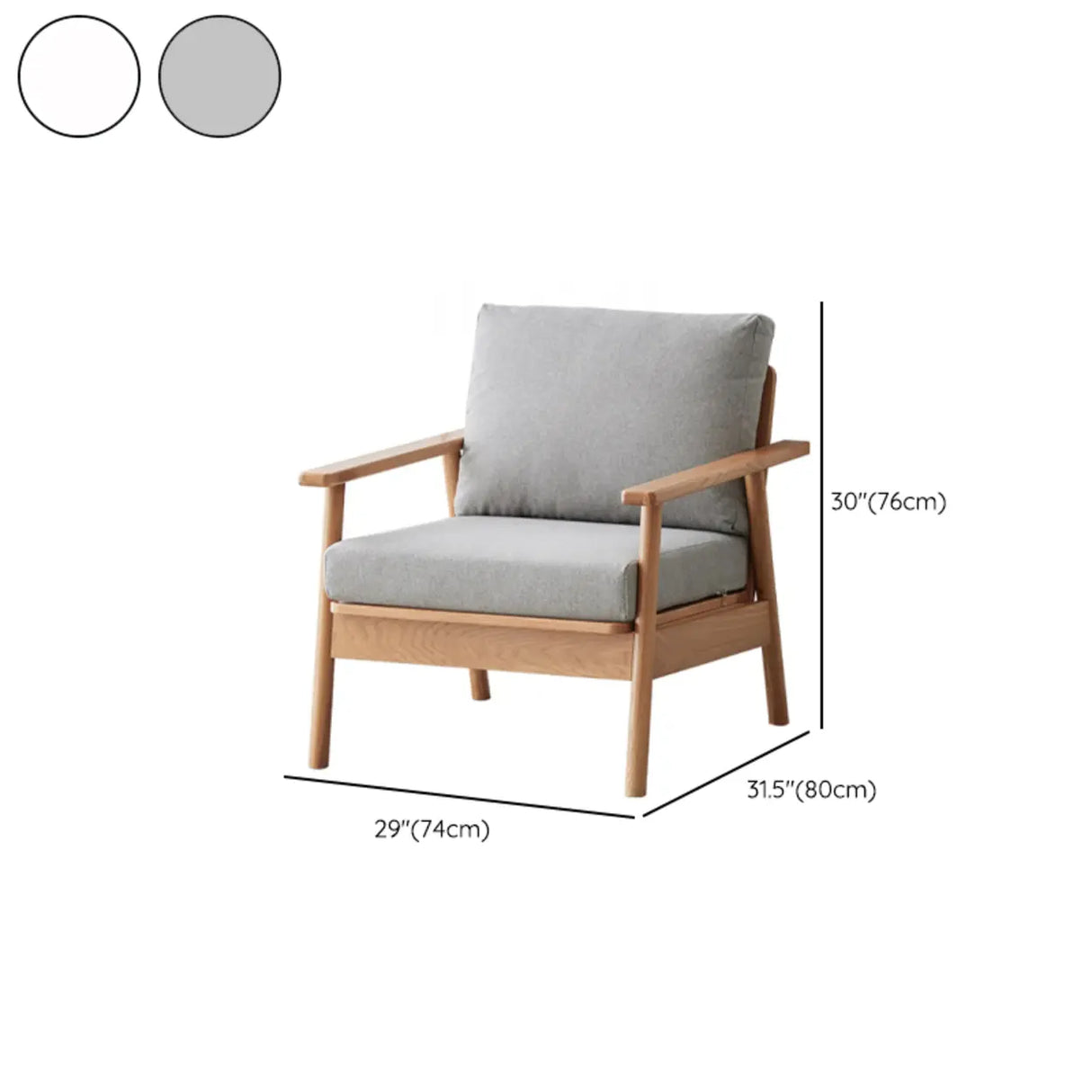 Scandinavian Grey Cotton Linen Wooden Frame Sofa 