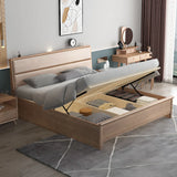Scandinavian Headboard Wooden Storage Bed with Shelves Image - 13