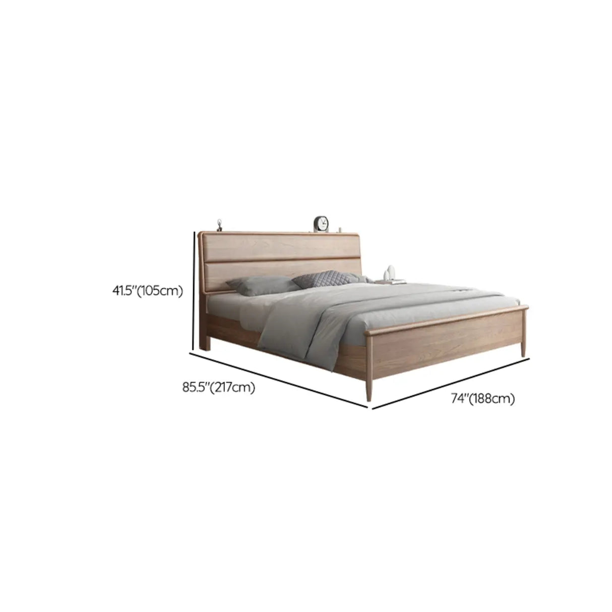 Scandinavian Headboard Wooden Storage Bed with Shelves Image - 15