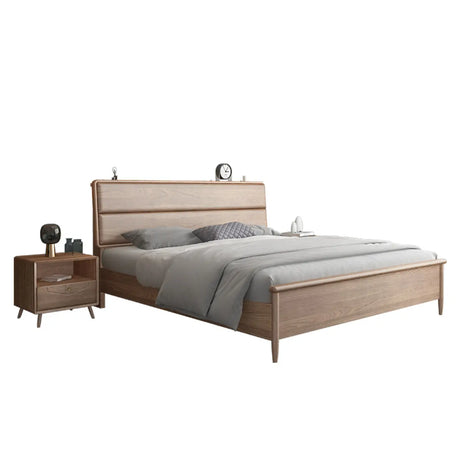 Scandinavian Headboard Wooden Storage Bed with Shelves Image - 2